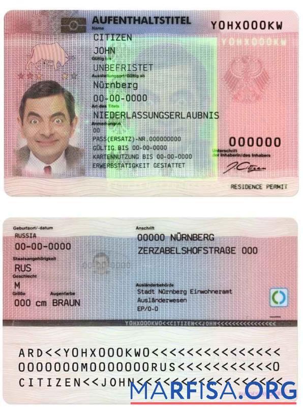 Realistic Germany residence permit card download for verification